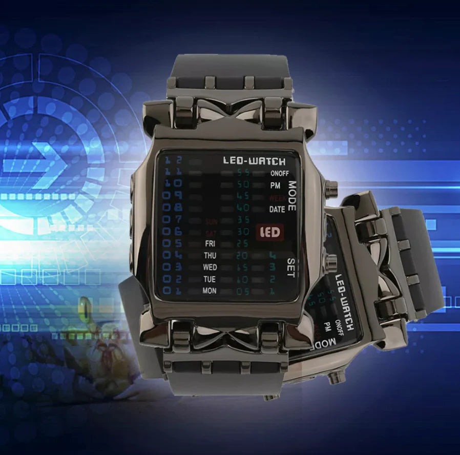 Luxury Men'S Watch LED Sports Date Digital Bracelet Waterproof Quartz Wristwatch